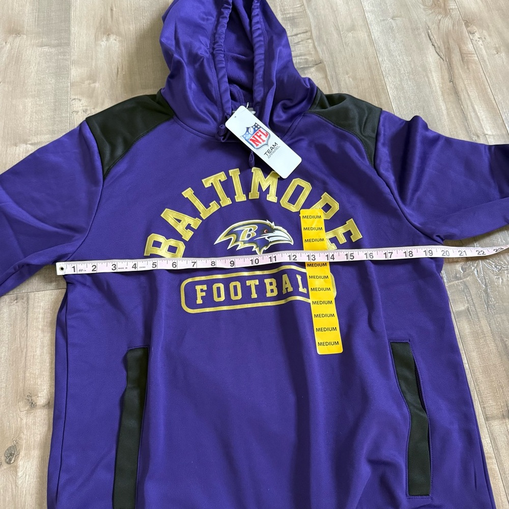 NEW Baltimore Ravens Hooded Sweatshirt Medium‎ Purple NFL Team CSA Football Gold - Picture 8 of 9
